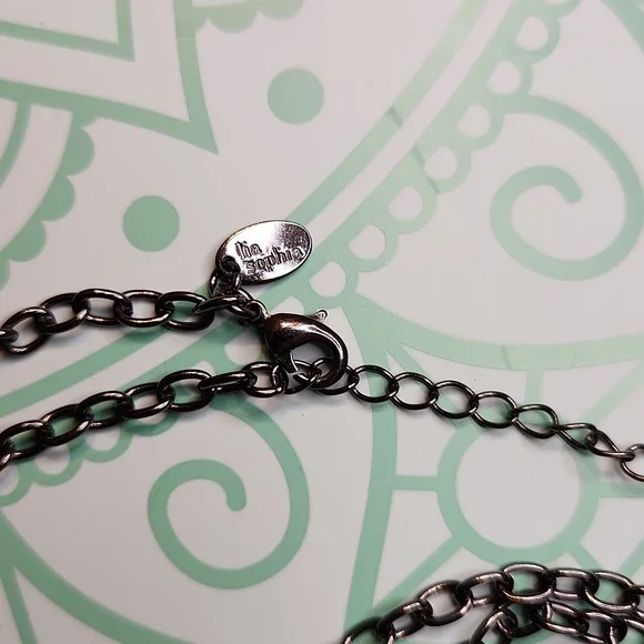 Signed Lia Sophia Gunmetal tone Necklace with Yellow Cabochon Pendant - Picture 3 of 6